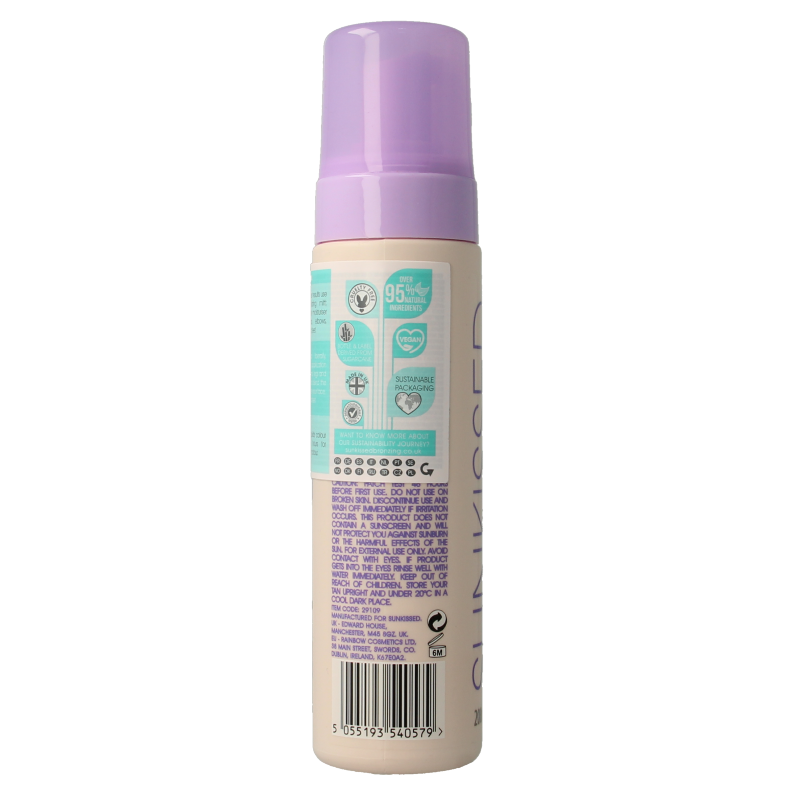 Sunkissed dark self tan mousse in a 200ml bottle, featuring a smooth application and sun-kissed glow.