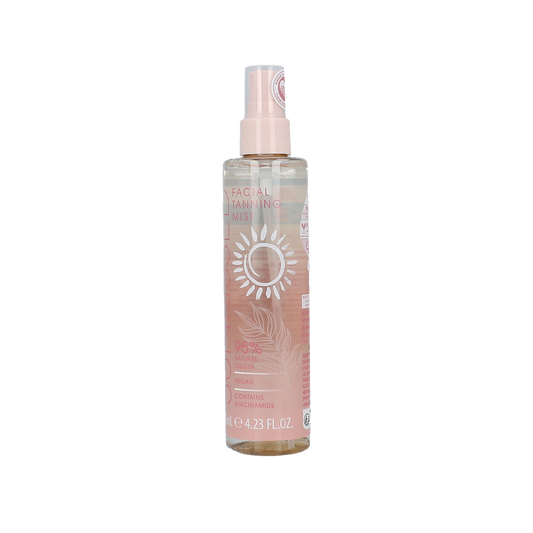 Sunkissed Clear Ocean Facial Tanning Mist bottle, 125ml, with blue and white packaging, featuring ocean-themed design.