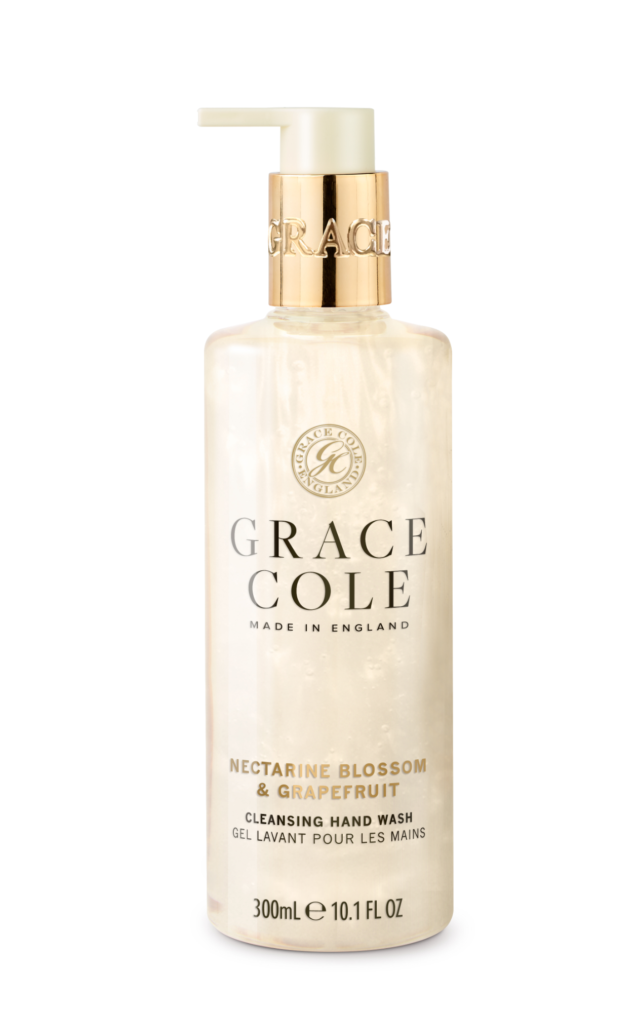 Grace Cole Nectarine Blossom & Grapefruit hand wash in 300ml bottle, featuring fresh fruit scent and elegant packaging.