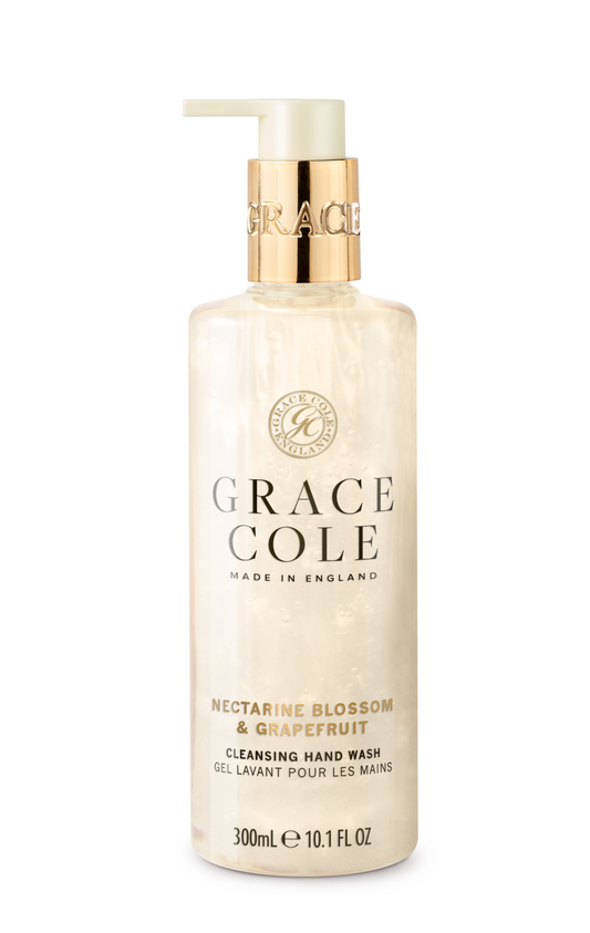 Grace Cole Nectarine Blossom & Grapefruit hand wash in 300ml bottle, featuring fresh fruit scent and elegant packaging.