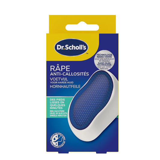 Scholl nano glass foot file for manicure and pedicure, close-up of the professional pedicure instrument with textured surface.