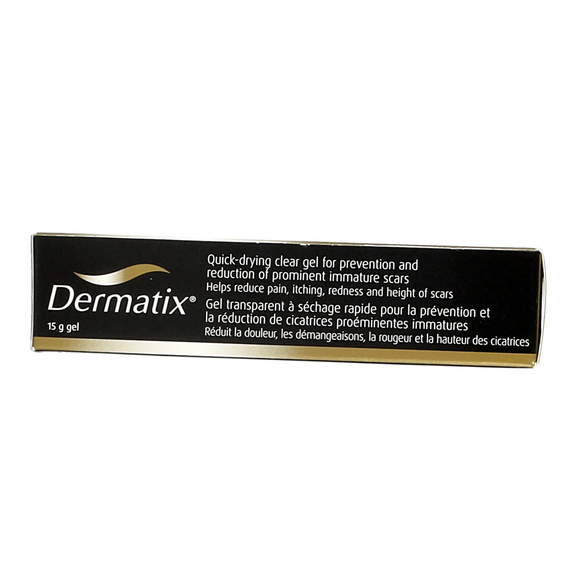 Dermatix Siliconen gel 15g voor lichaamsverzorging, glanzende tube met witte dop, geschikt voor huidherstel en littekenbehandeling