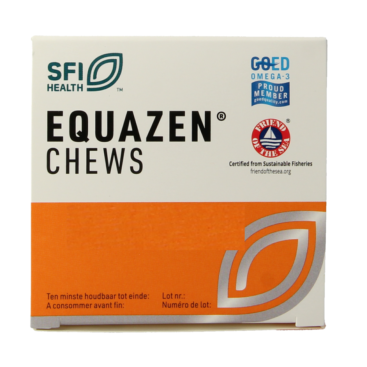 SFI Health Equazen omega 3 and 6 fatty acids chews in a bottle, designed for supporting overall health and wellness.