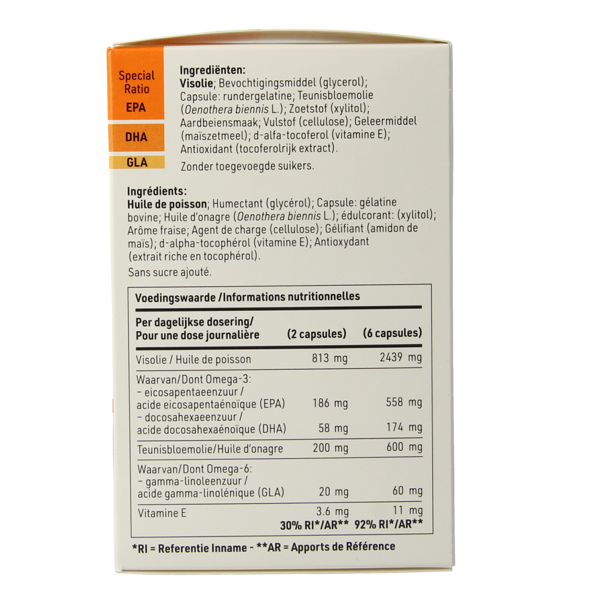 SFI Health Equazen Omega 3-6 Vetzuren chews in a bottle, showing the capsules and label for healthy fatty acids supplement.
