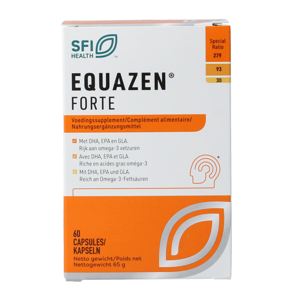 Equazen Forte Vetzuren capsules in a bottle, dietary supplement with fish oil and omega-3 fatty acids.