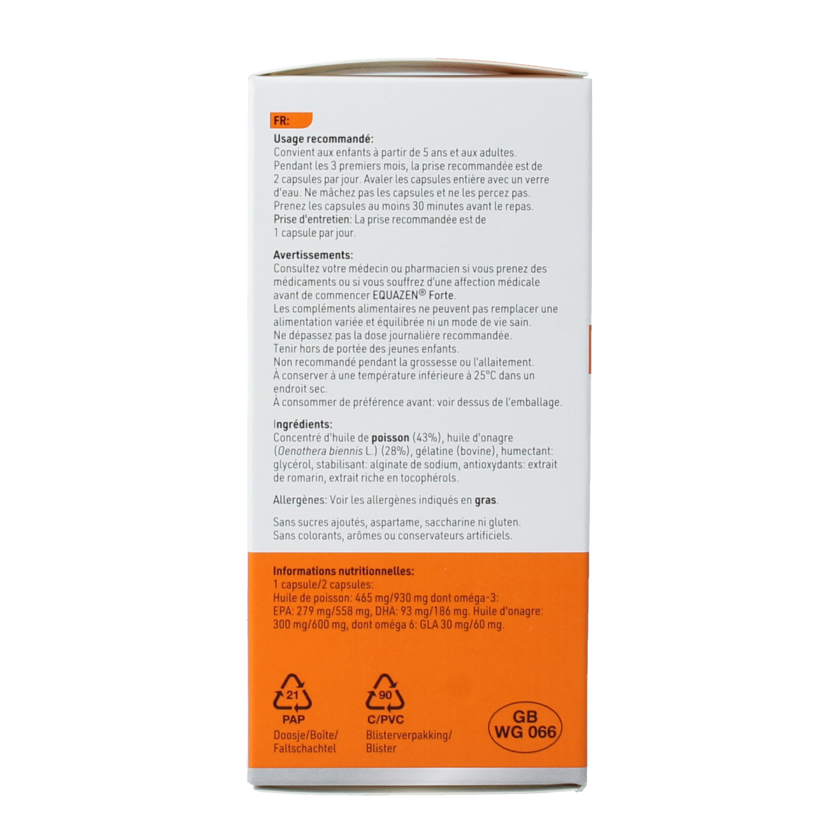 Equazen Equazen Forte Vetzuren capsules in a bottle, dietary supplement for supporting brain and eye health.