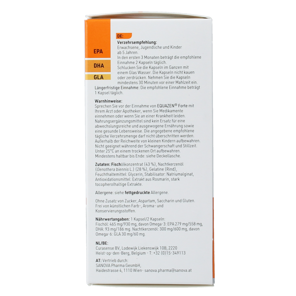 Equazen Forte Vetzuren supplement capsules by Equazen, featuring 60 soft gel capsules for supporting brain and eye health.