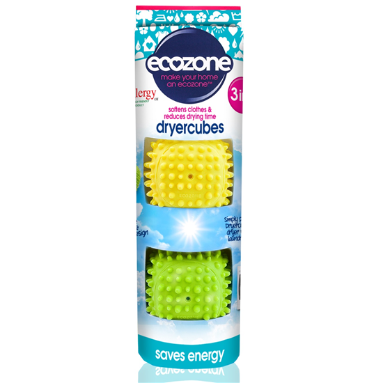 EcoZone Dryercubes droogballen for laundry, set of 2, natural fabric softening and static reduction for eco-friendly drying.