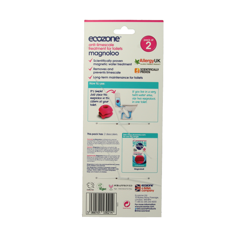 EcoZone Magnolia toilet fresheners and cleaners, 2-piece set, designed to freshen and clean toilets effectively.