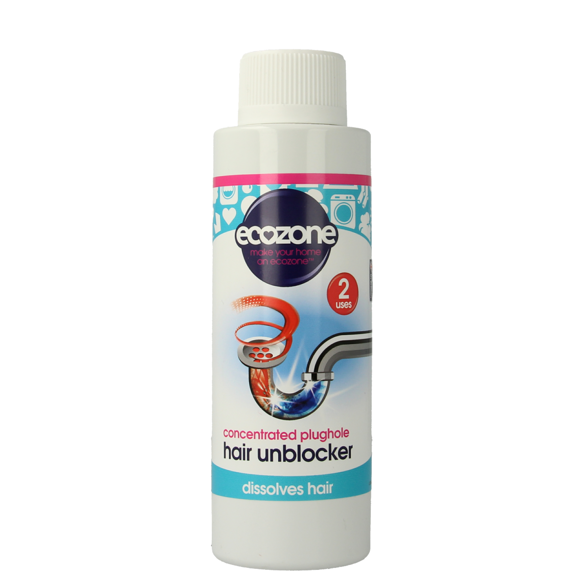 EcoZone Haaroplosser badkamerafvoer, 250ml, cleaning product for hair clogs in bathroom drains, EcoZone brand.