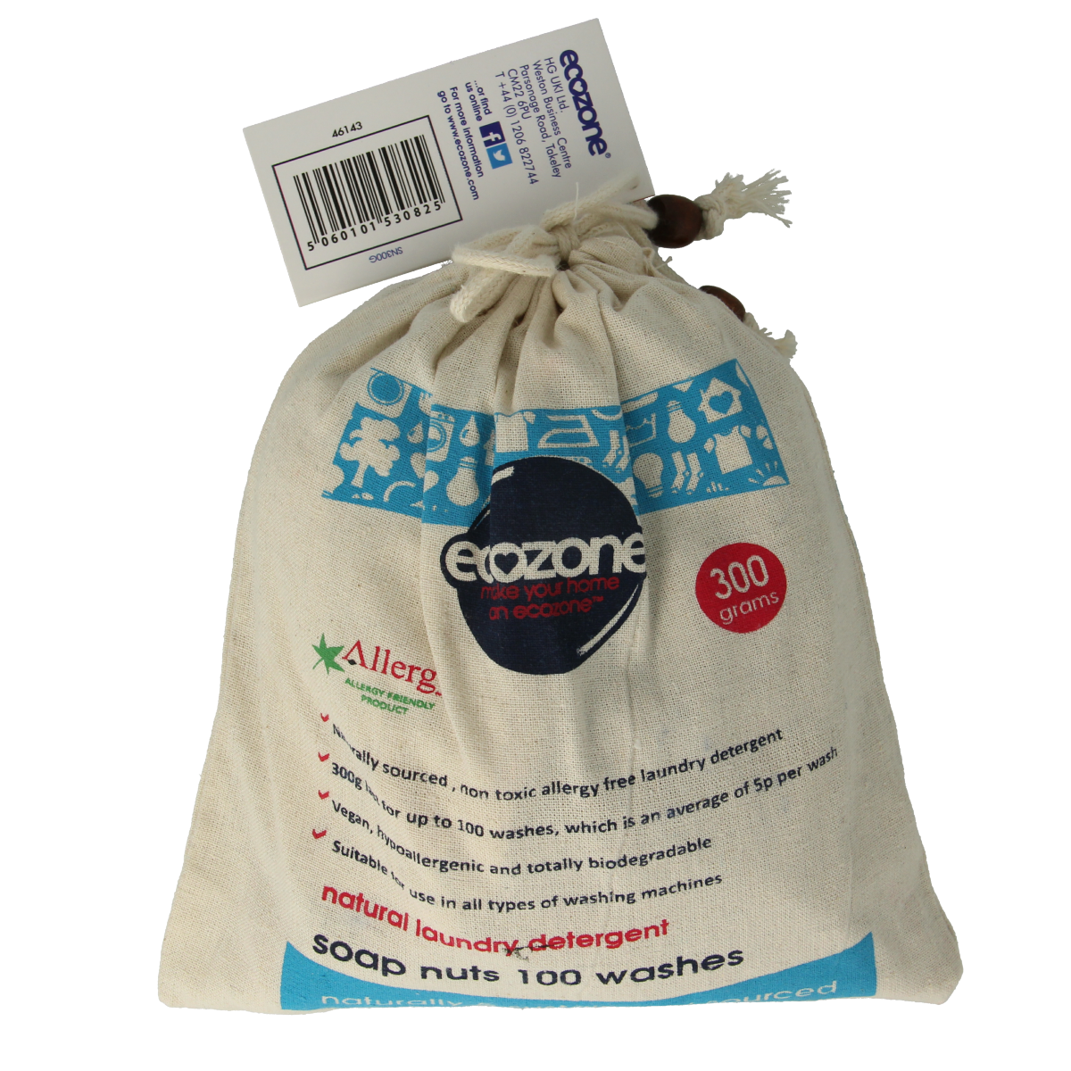 EcoZone Wasnoten laundry detergent in 300g package, eco-friendly washing product with natural cleaning ingredients.