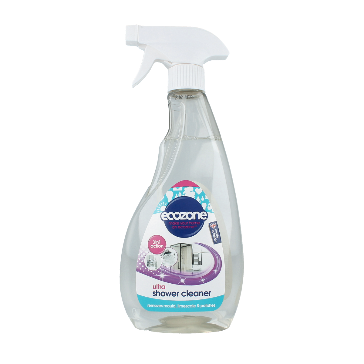 EcoZone douche en kraan reiniger in 500ml bottle, cleaning product for bathroom fixtures and taps, eco-friendly cleaning solution.