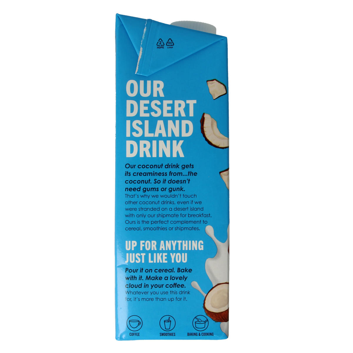 Biodynamic Rude Health Kokosdrank coconut drink in a 1-liter bottle, suitable for drinks and juices.