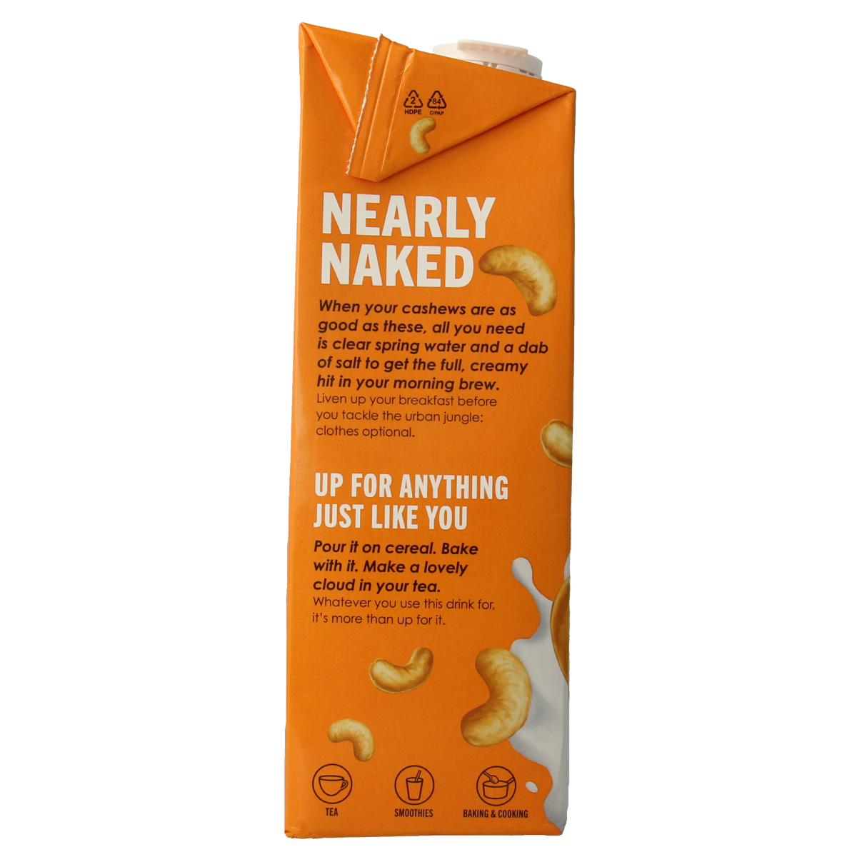Rude Health Cashewnootdrank bio 1-liter, a plant-based nut drink in a clear bottle with a label, natural and organic appearance.