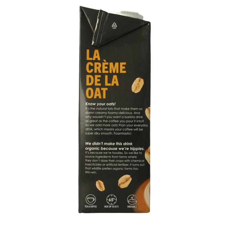 Rude Health oat barista drink bio 1 liter in a carton, plant-based organic oat beverage for coffee and cooking.