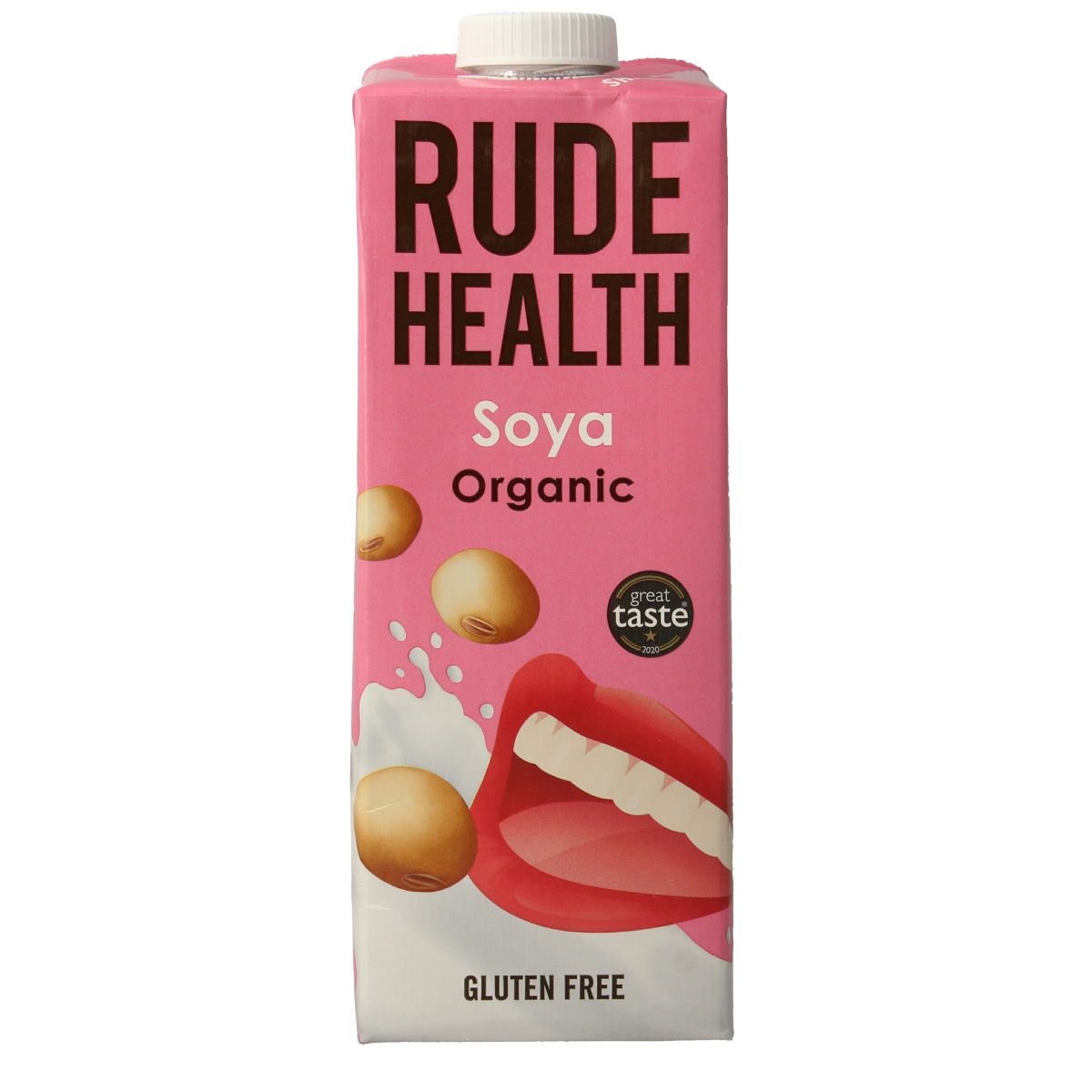 Rude Health bio soy drink in a 1-liter carton, natural soy beverage from the Dranken en Sappen category, with product label visible.