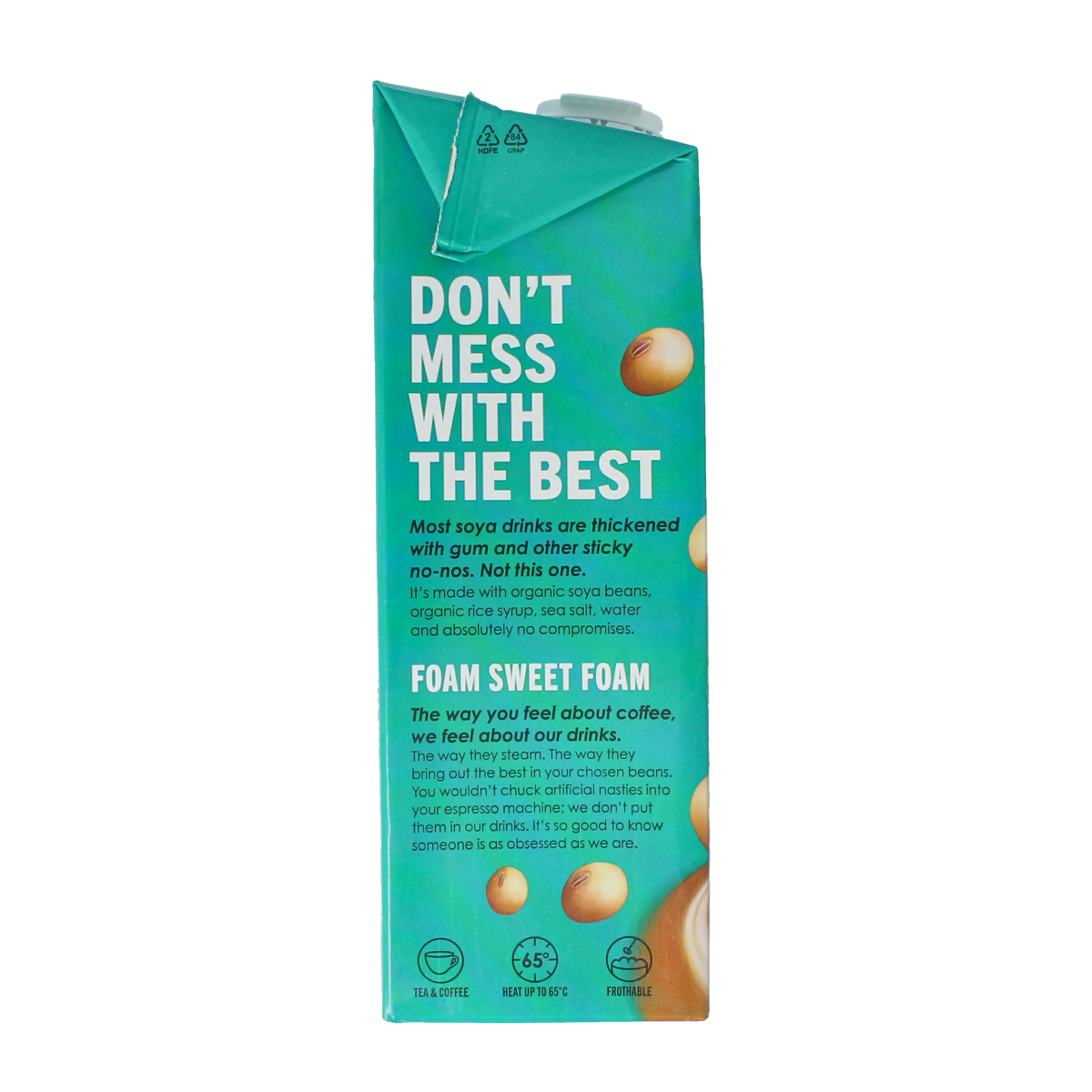 Rude Health Barista soja bio 1 liter plant-based soy milk in a carton, suitable for coffee and beverages.