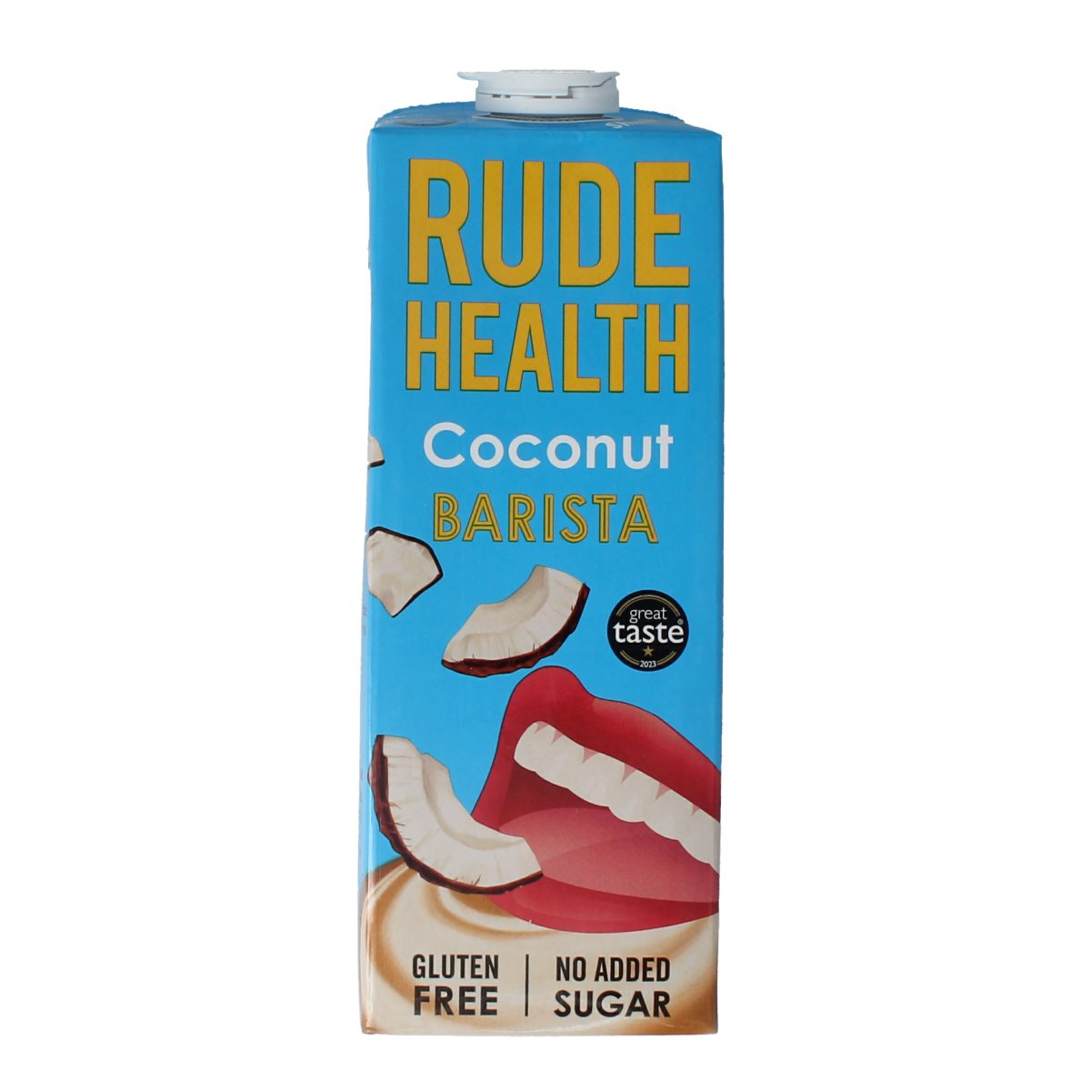 Rude Health Barista Coconut drink in a 1-liter bottle, suitable for coffee and beverage recipes, in a clear image.