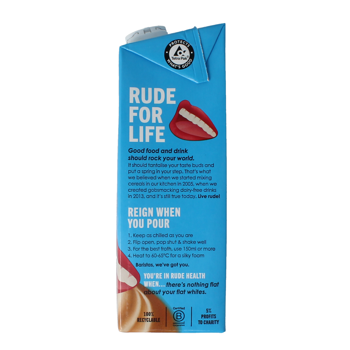 Rude Health Barista coconut drink in a 1-liter carton, natural beverage under the Dranken en Sappen category.