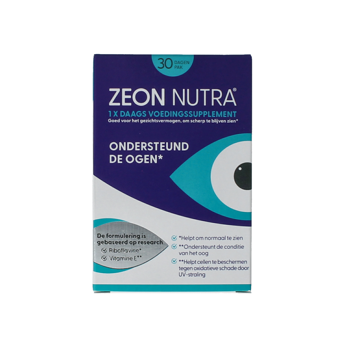 Zeon Nutra capsules, dietary supplement in a clear container, featuring 30 capsules for nutritional support and herbal health.
