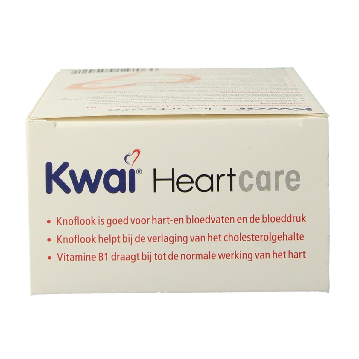 Kwai Heartcare knoflook dragees in a bottle, herbal supplement for heart health, with garlic flavor and natural ingredients.