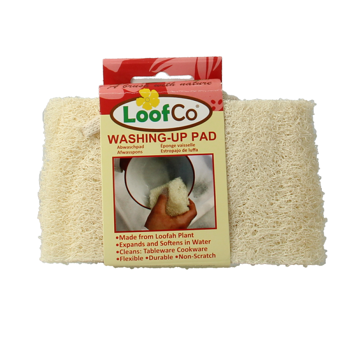Loofco bio loofah dish sponge from Loofco, natural cleaning scrubber for dishes and kitchen cleaning.