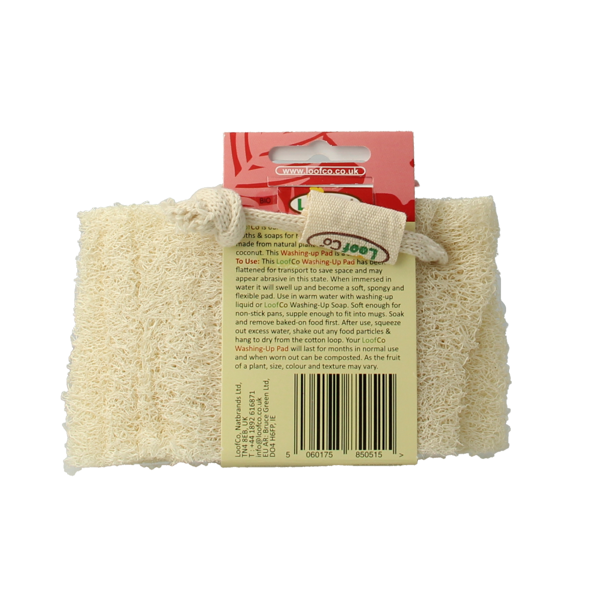 Loofco bio loofah dish sponge for cleaning, natural and eco-friendly, shown in the image with packaging.