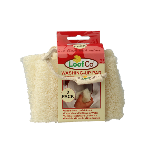 Loofco bio loofah dish sponge pack of 2, natural cleaning scrubbers for dishes and surfaces, eco-friendly and biodegradable.
