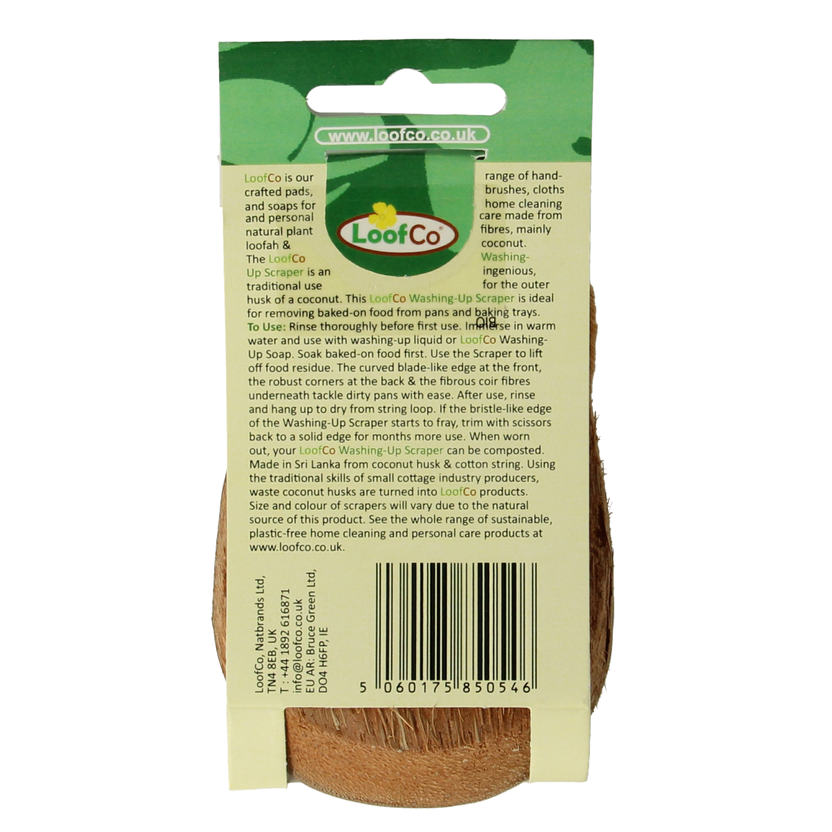 Loofco coconut fiber dish scrubber, eco-friendly cleaning tool for dishes and pots, natural biodegradable kitchen scrubber.