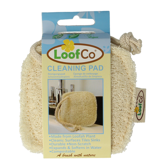 Loofco bio cleaning sponge, 1 piece, natural loofah scrubber for eco-friendly cleaning, shown in close-up.