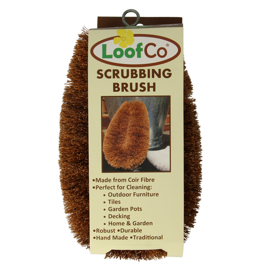 Loofco bio coconut scrub brush for cleaning, natural loofah material, eco-friendly kitchen and household cleaning tool.