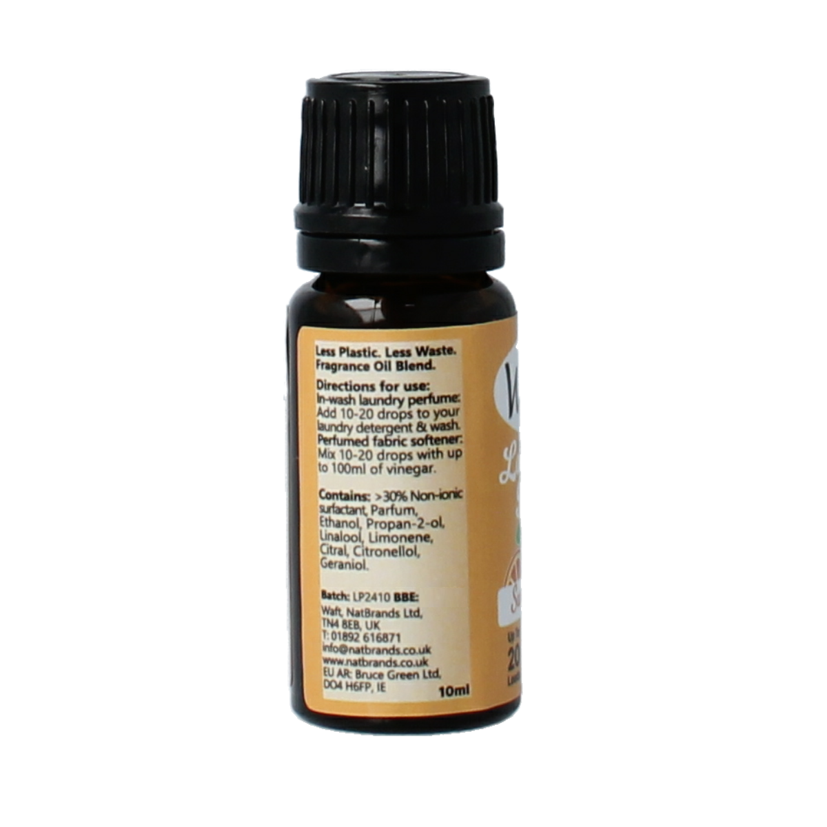 Waft Wasparfum sweet orange scent in a 10ml bottle, ideal for adding fresh citrus fragrance to laundry and fabrics.