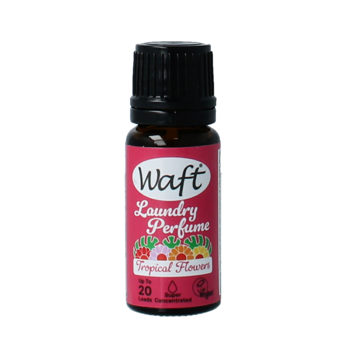 Waft Wasparfum tropical flowers scent in 10ml bottle, a liquid fabric softener with floral fragrance for fresh laundry.