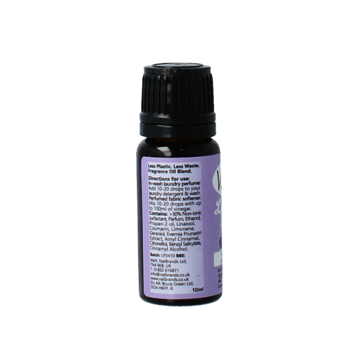Waft Wasparfum lavender scent in a 10ml bottle, a liquid fabric softener or perfume for laundry with lavender fragrance.