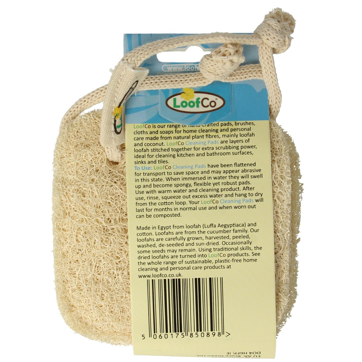 Loofco bio cleaning sponge set with two natural loofah scrubbers, ideal for eco-friendly household cleaning tasks.