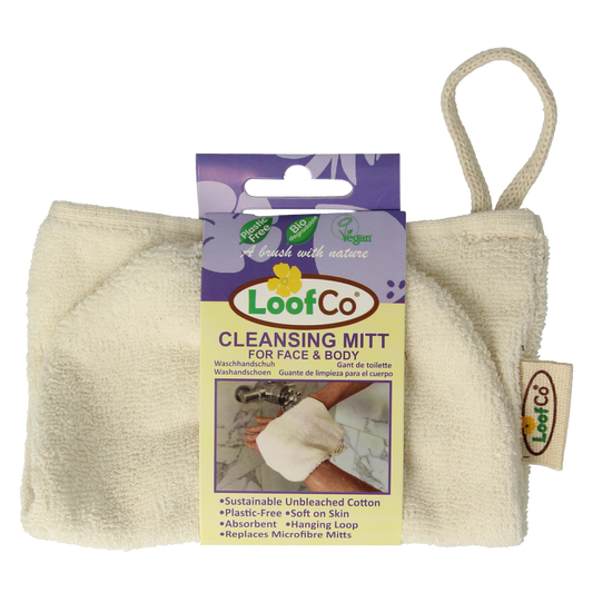 Loofco bio unbleached cotton washcloth, perfect for bath and shower, shown in natural color, 1 piece.