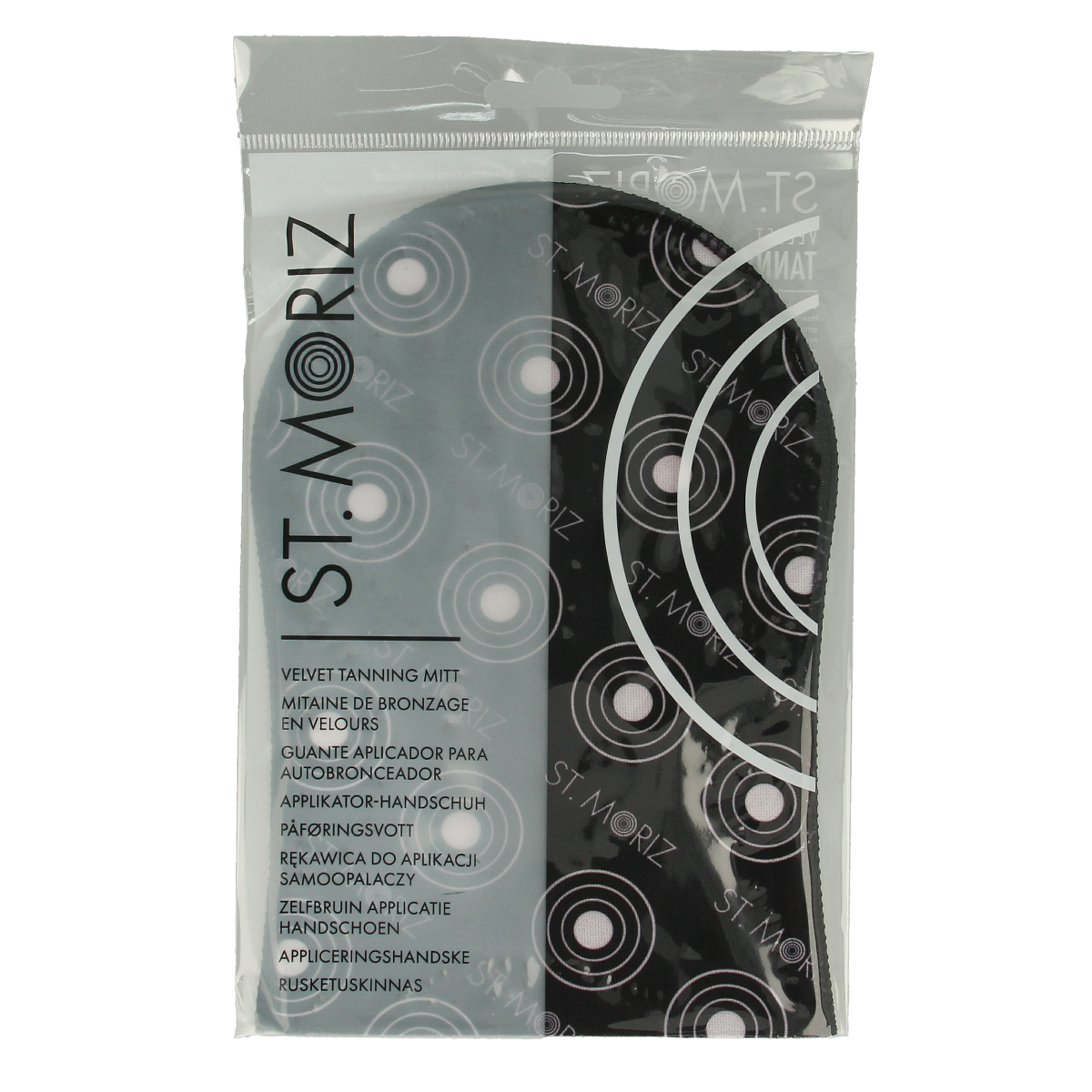 St. Moriz self-tanning mitt for sunless tanning, natural-looking application, beige color, designed for even self-tanning results.