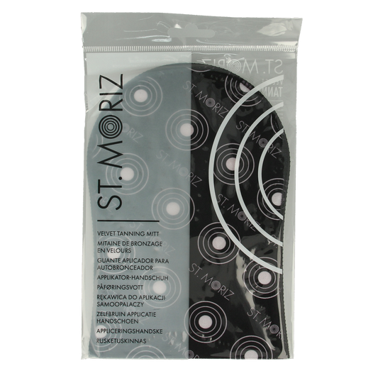 St. Moriz self-tanning mitt for sunless tanning, natural-looking application, beige color, designed for even self-tanning results.