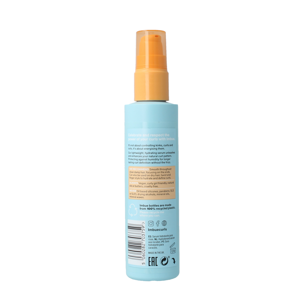Imbue Curl Energise Hydration Serum bottle showing 100ml size for hair care and hydration treatment.