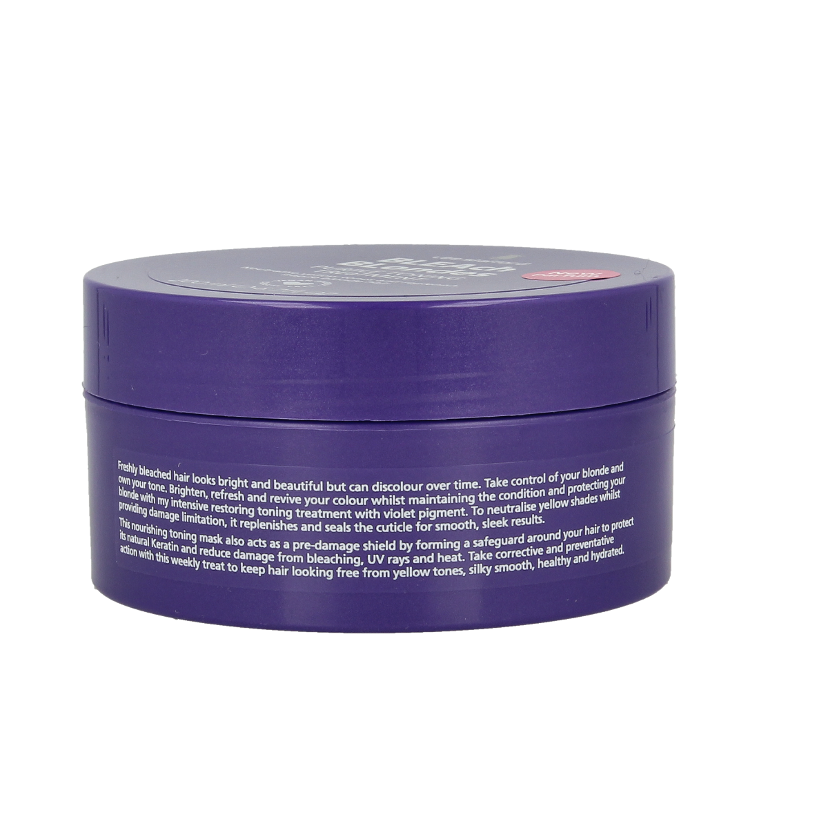 Lee Stafford Bleach blondes purple toning hair mask in 200ml jar, nourishing hair care for blonde and bleached hair.