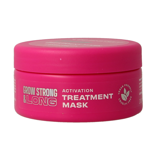 Lee Stafford Grow Long & Strong activation treatment mask, 200ml, Haarverzorging product with creamy texture and packaging.