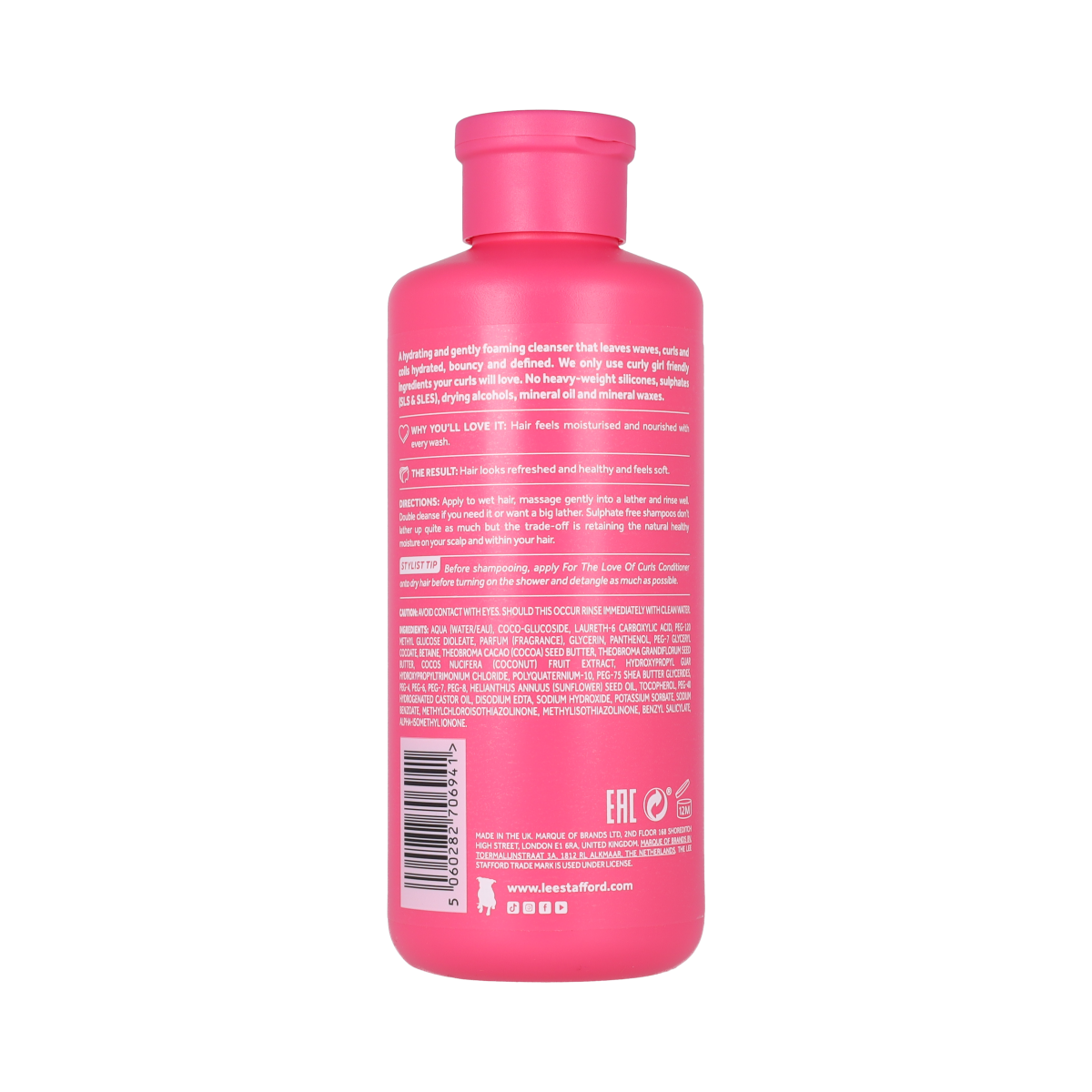 Lee Stafford For the Love of Curls shampoo bottle, 250ml, shown with curly hair on the label, in a haircare product image.