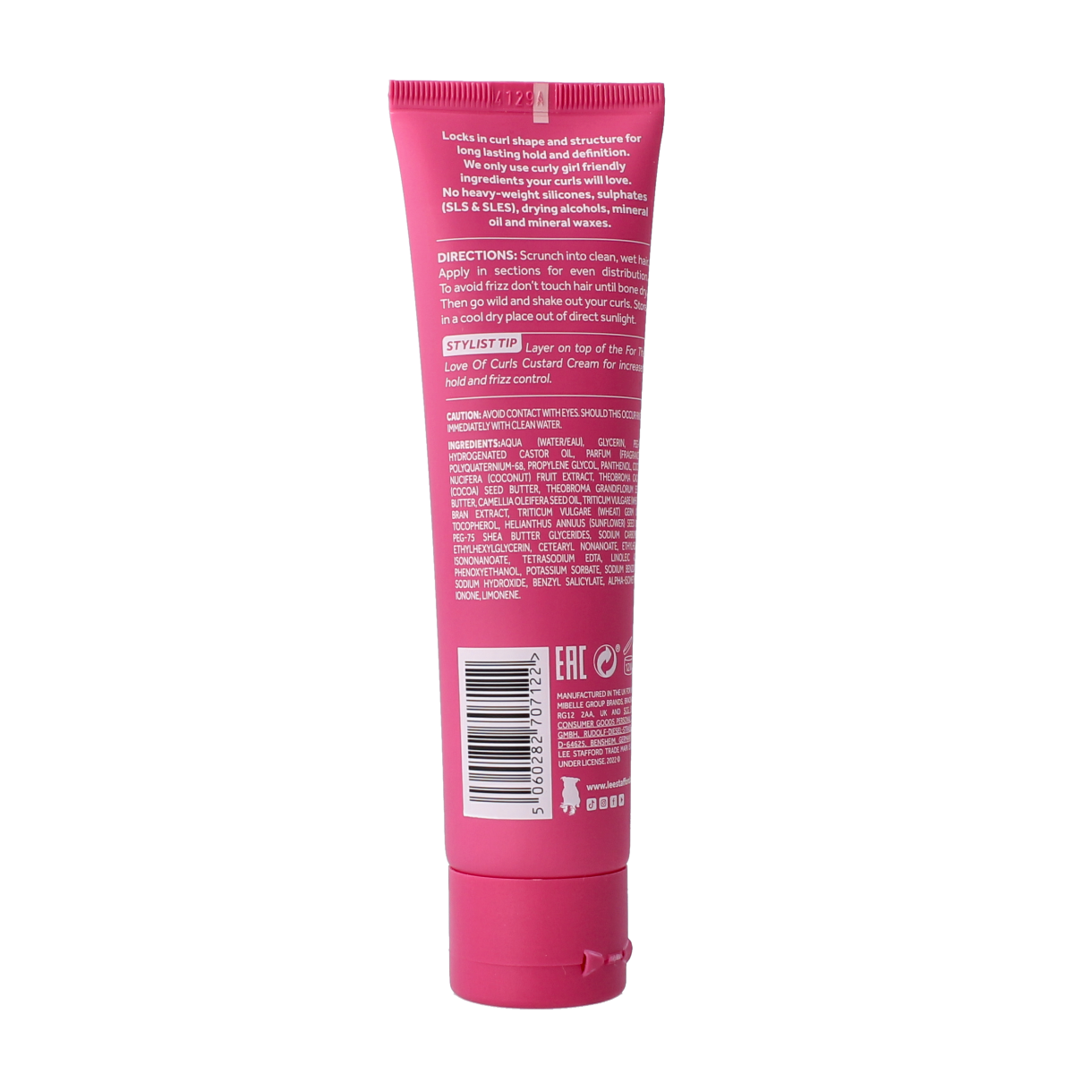 Lee Stafford For the Love of Curls defining gel in 100ml container, ideal for enhancing and shaping curly hair.