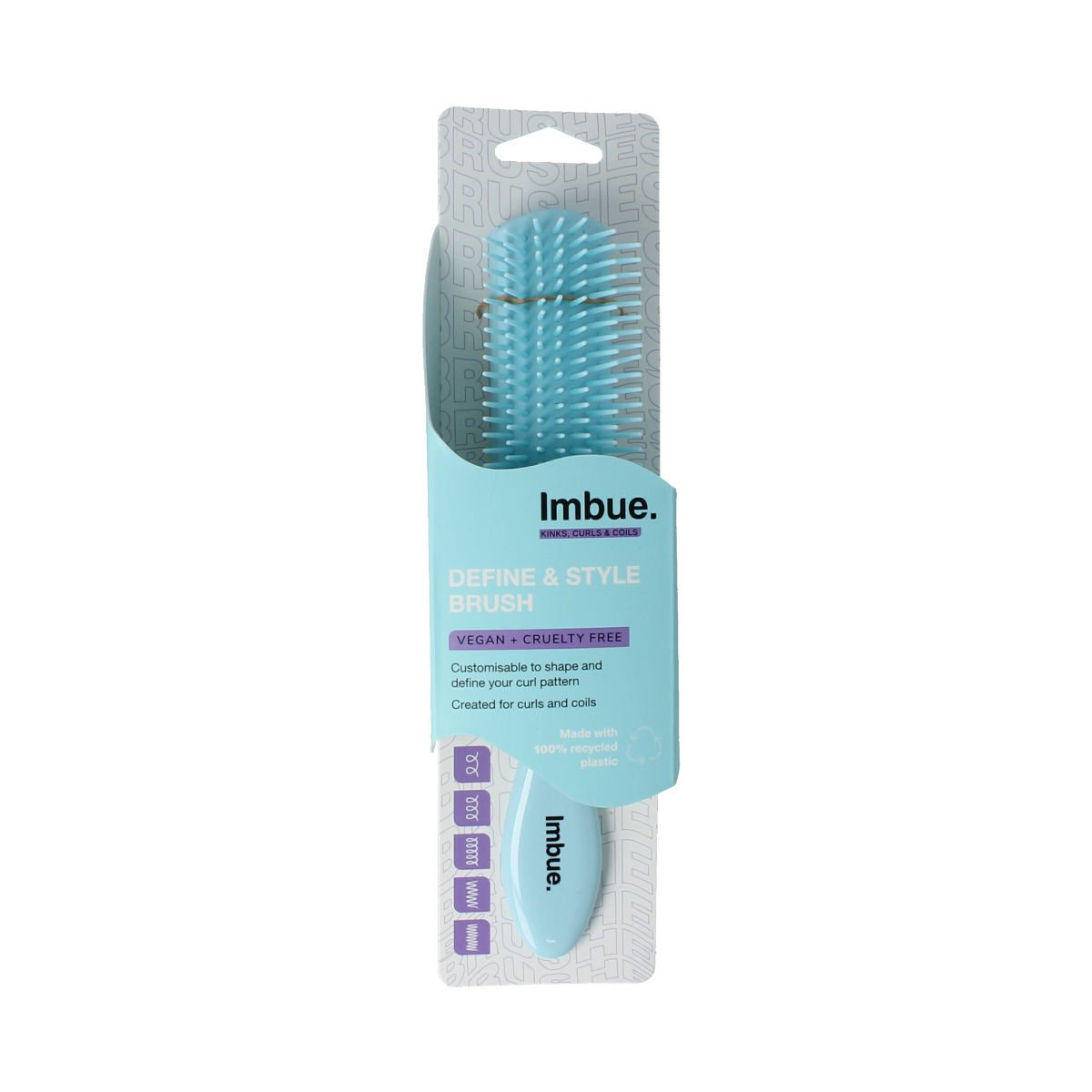 Imbue defining and styling hairbrush with 1.00 size, featuring natural bristles and ergonomic handle for easy styling.