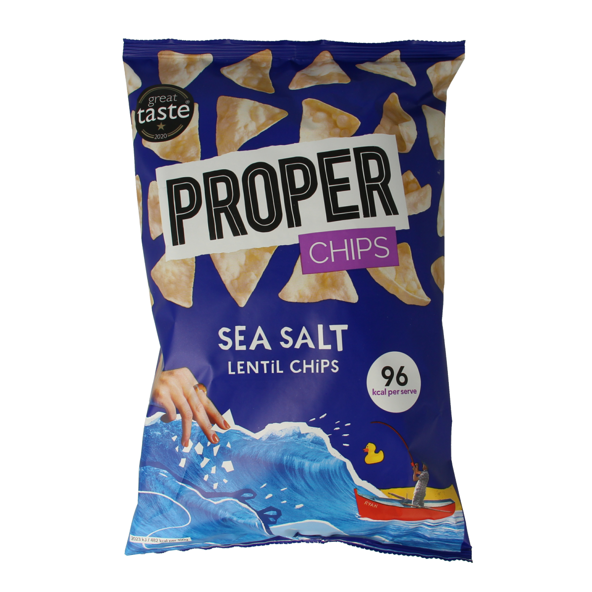Proper Chips sea salt gluten-free chips in 85g bag, crispy snack with sea salt flavor from Proper Chips.