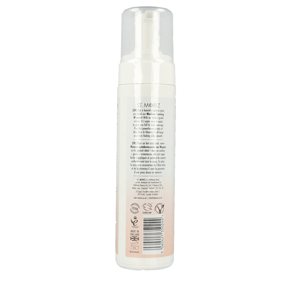St. Moriz Zelfbruiningsmousse medium 200ml bottle for natural sun-kissed glow, with a smooth, even tan application.