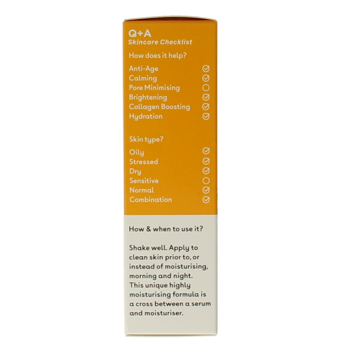 Q+A Vitamin C brightening serum in a 30ml bottle, facial skincare product for radiant skin.