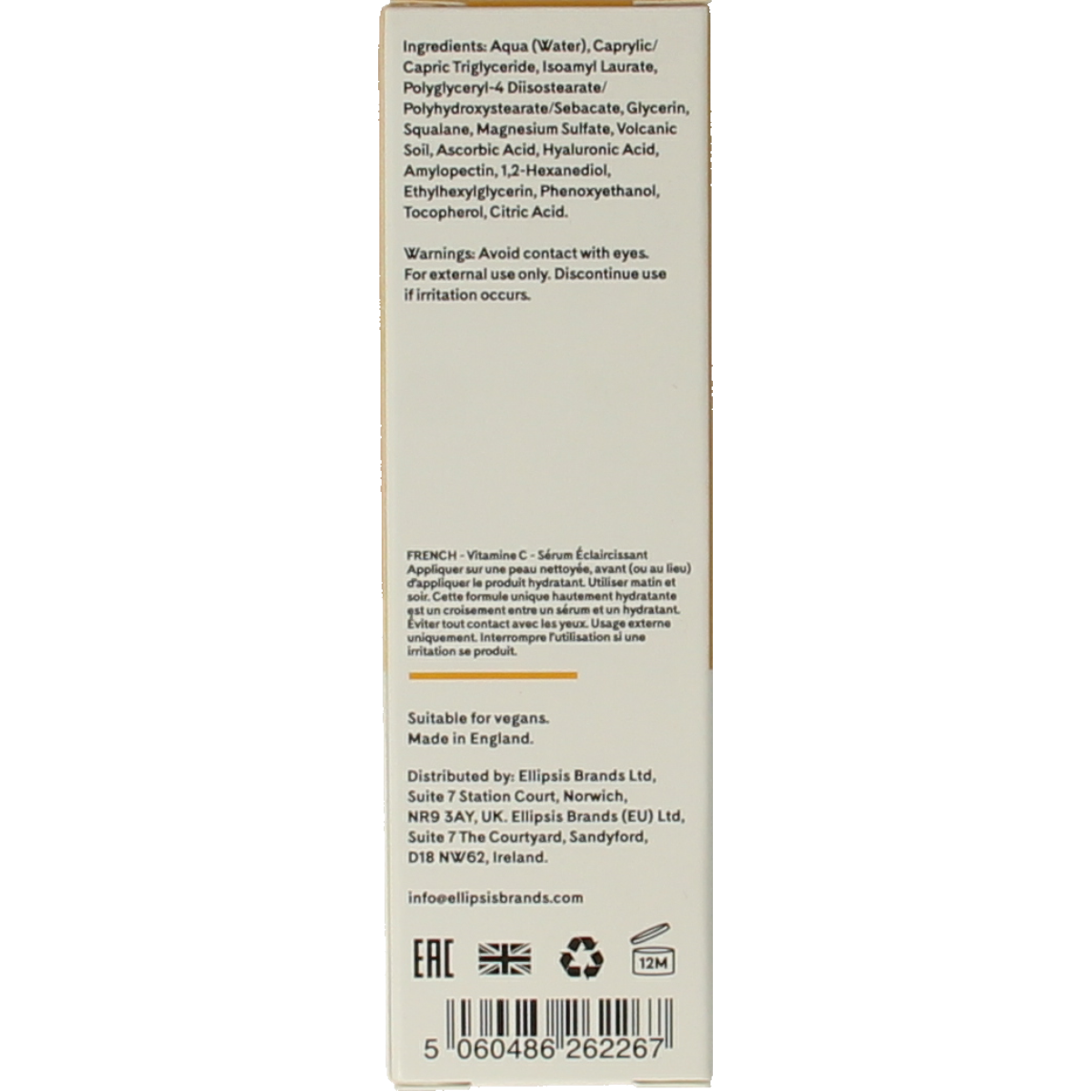 Q+A Vitamin C brightening serum in a 30ml bottle, facial skincare product for radiant skin.