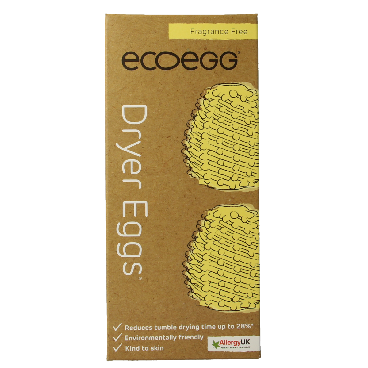 Eco Egg Dryer Egg fragrance-free, 2-pack, environmentally friendly laundry aid designed for gentle, natural fabric drying.