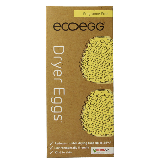 Eco Egg Dryer Egg fragrance-free, 2-pack, environmentally friendly laundry aid designed for gentle, natural fabric drying.
